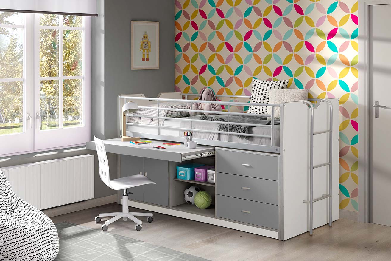 Letto salvaspazio con scrivania integrata, disponibile diversi colori