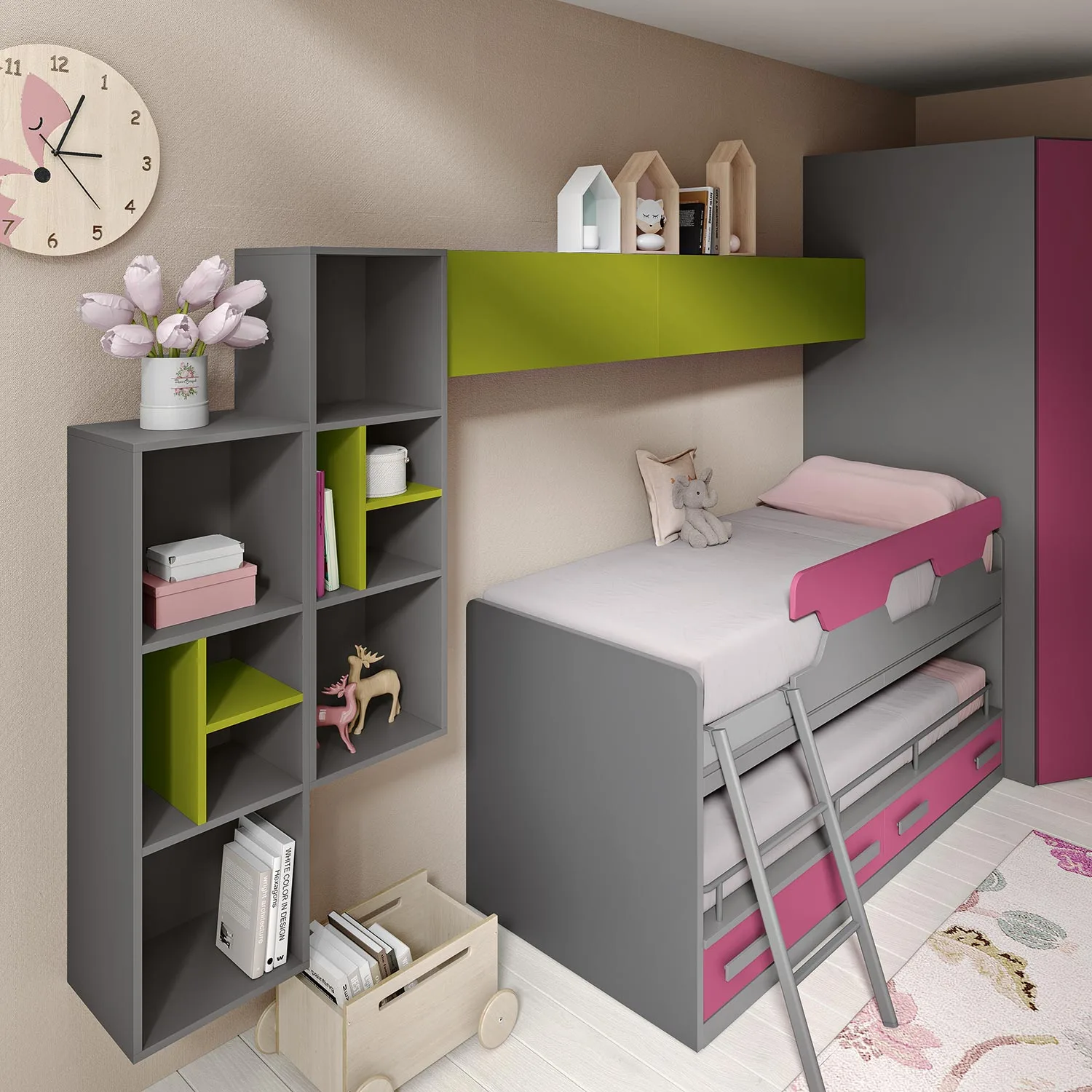 cameretta verde e rosa