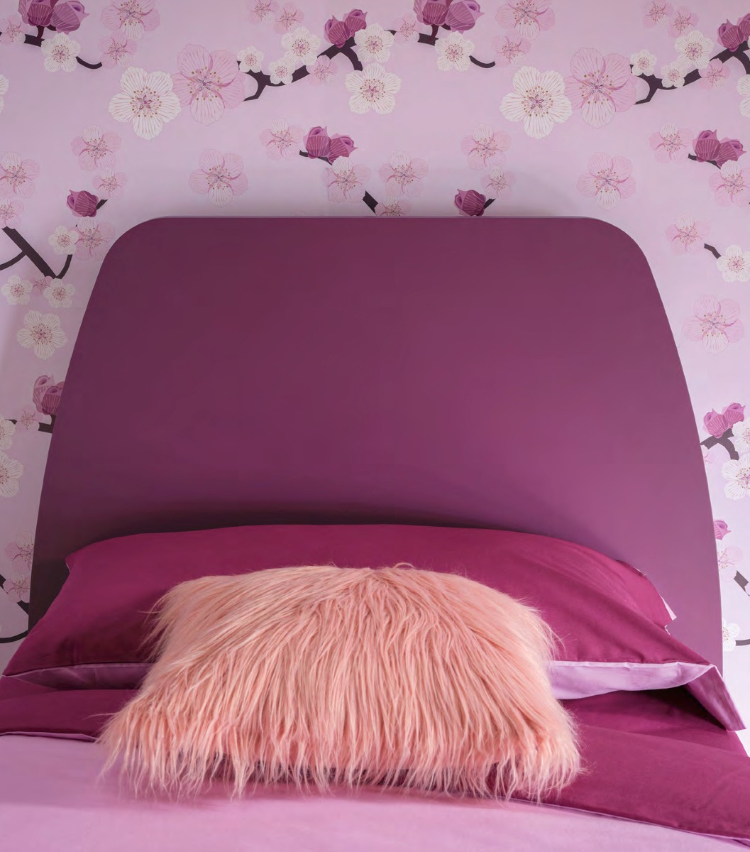 Letto singolo Aquali Moretti Compact, finitura Lampone laccato 