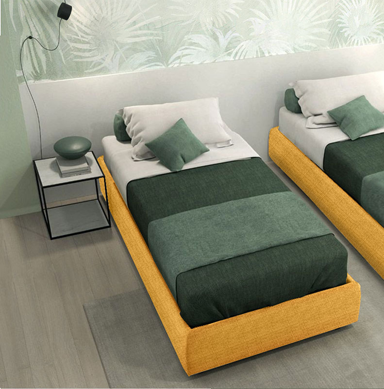 Letto singolo Kant senza testata in finitura Zafferano