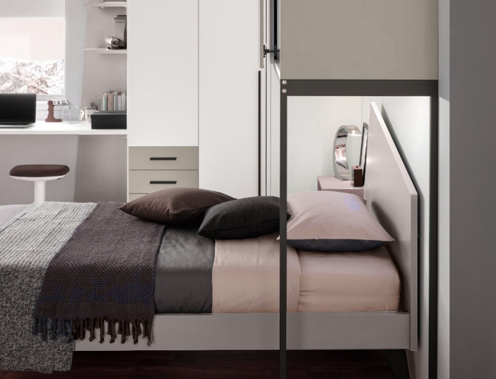 Letto singolo Iceberg per ragazzi Moretti Compact, Tortora