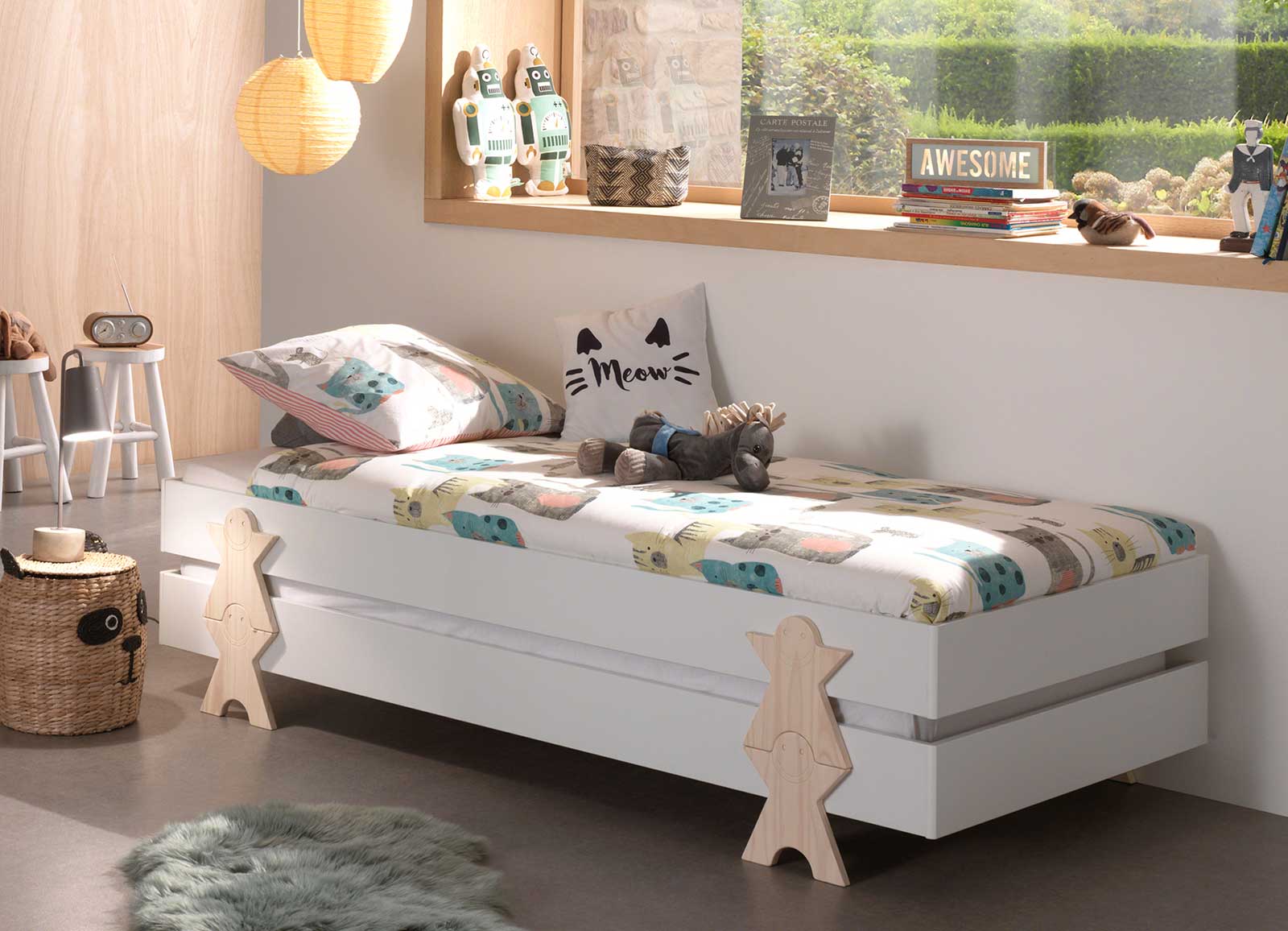 Letto singolo sommier sovrapponibile, disponibili 2 colorazioni