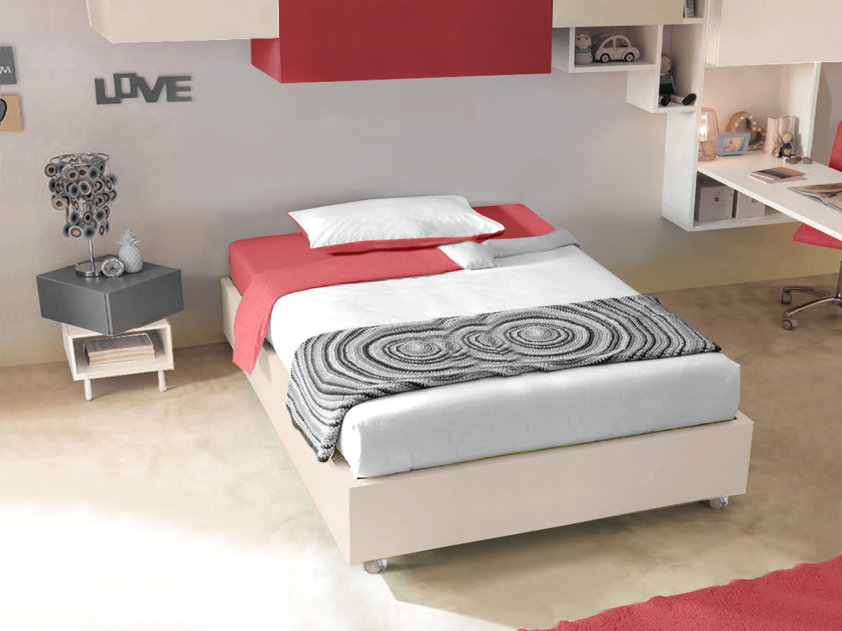Letto 140 x 200 sommier con ruote Moretti Compact, finitura Champagne