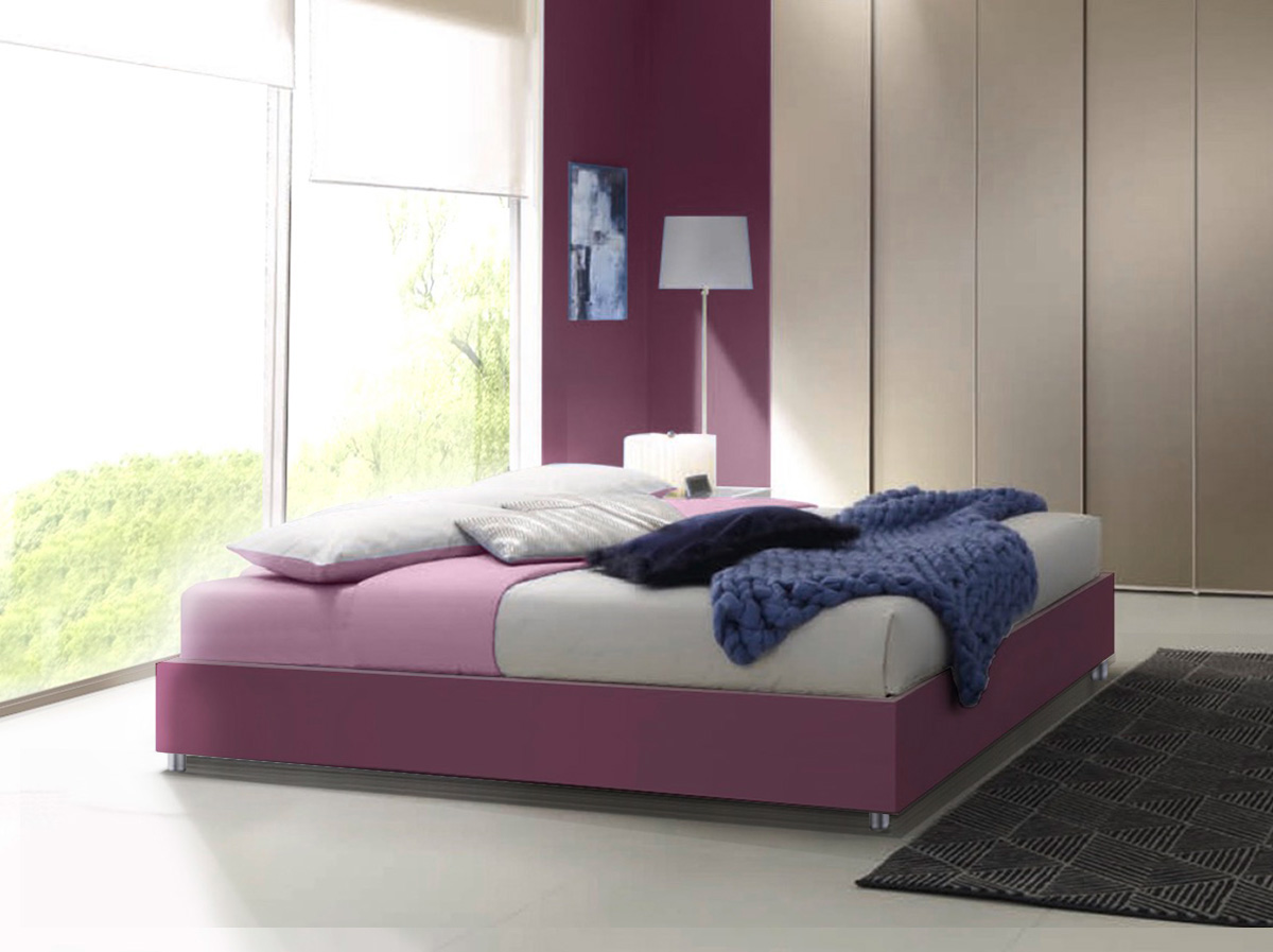 Letto king size sommier, finitura Lampone