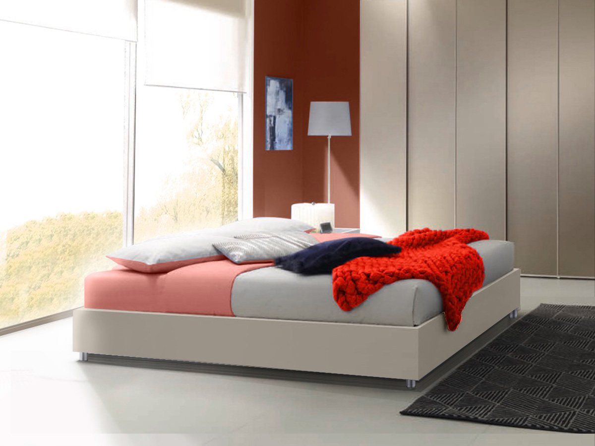 Letto king size senza testata, finitura Tortora
