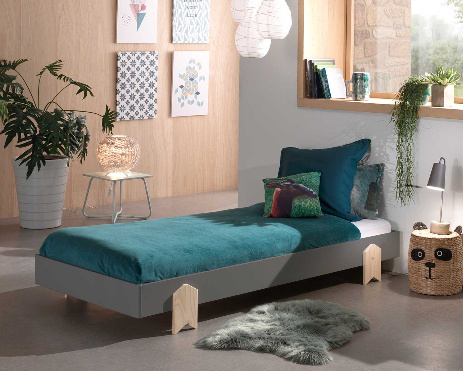 Letto singolo sommier per camerette, sovrapponibile, disponibili 2 colorazioni