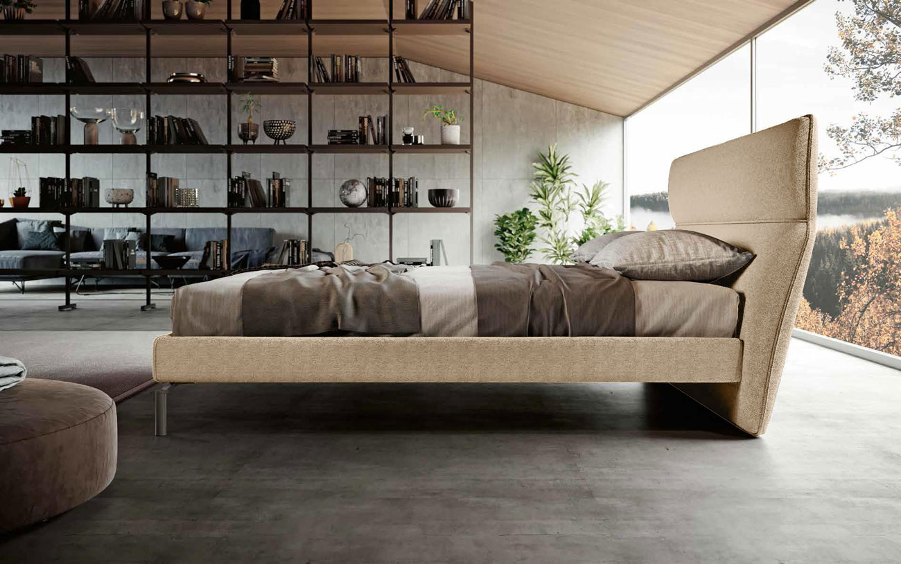 Letto matrimoniale Panna, king size, testata retrofinita