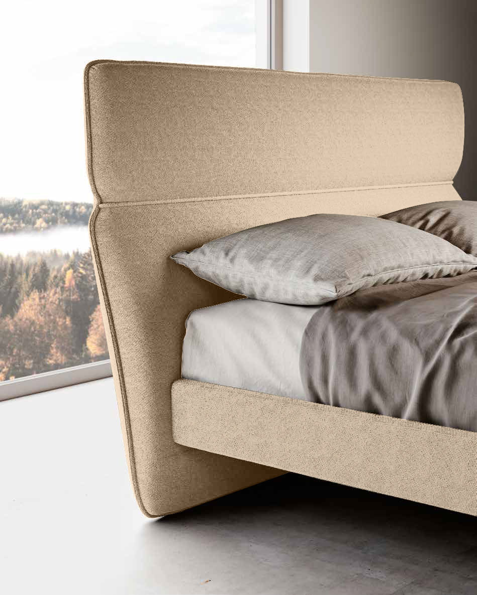 Letto matrimoniale Panna, king size, testata retrofinita