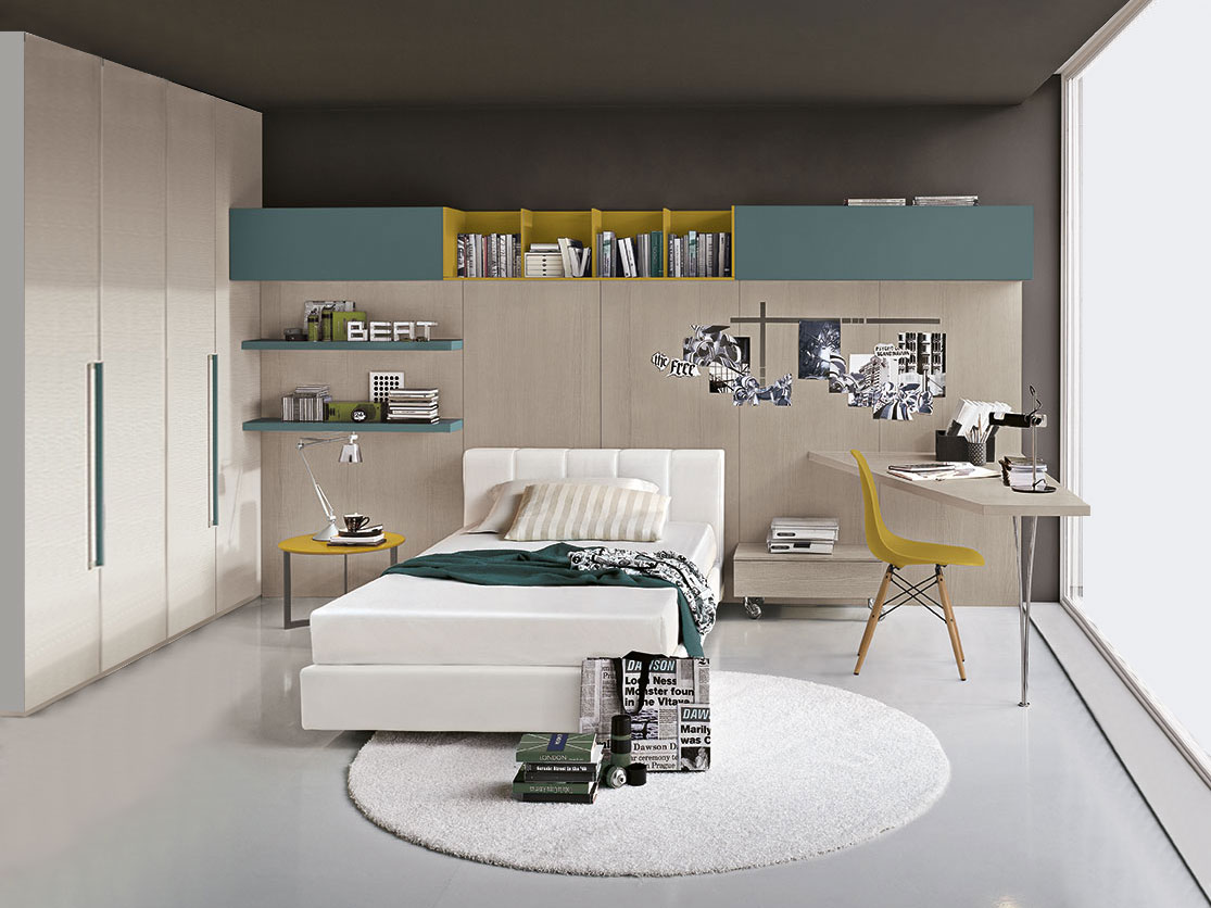 Letto ecopelle 1 piazza e mezza, finitura Bianco