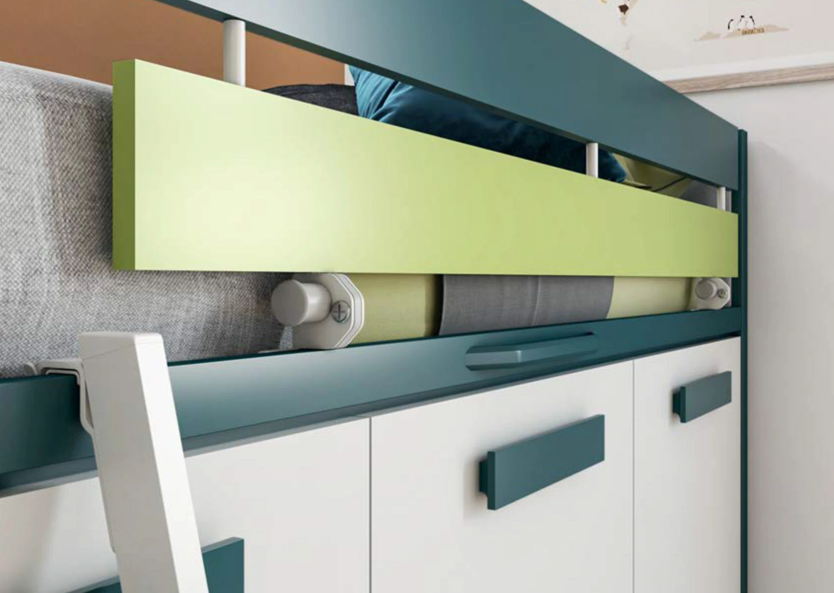 letto con cestoni bianco