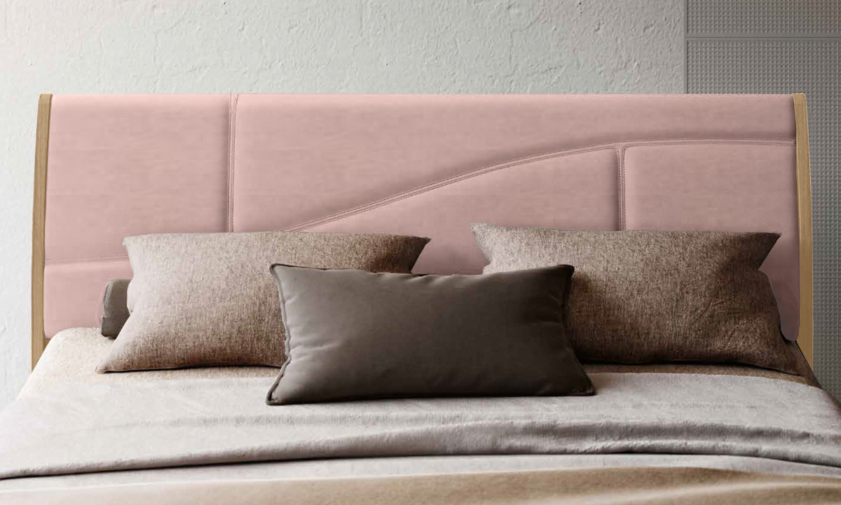 Letto matrimoniale Noce biondo e Rosa antico