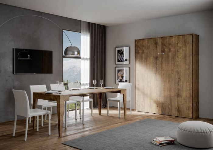 Letto a scomparsa matrimoniale color Noce, Made in Italy