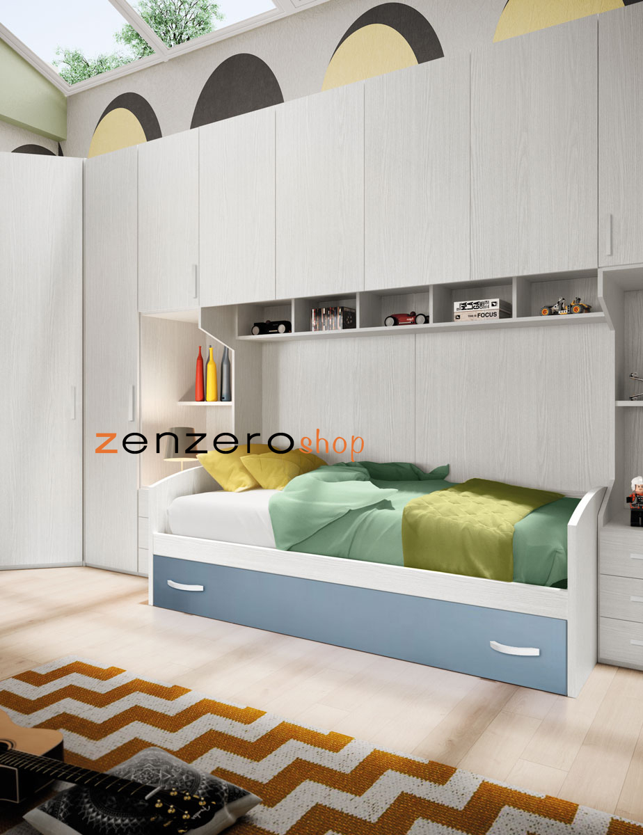 Divano letto con secondo letto ad estrazione con rete a doghe inclusa