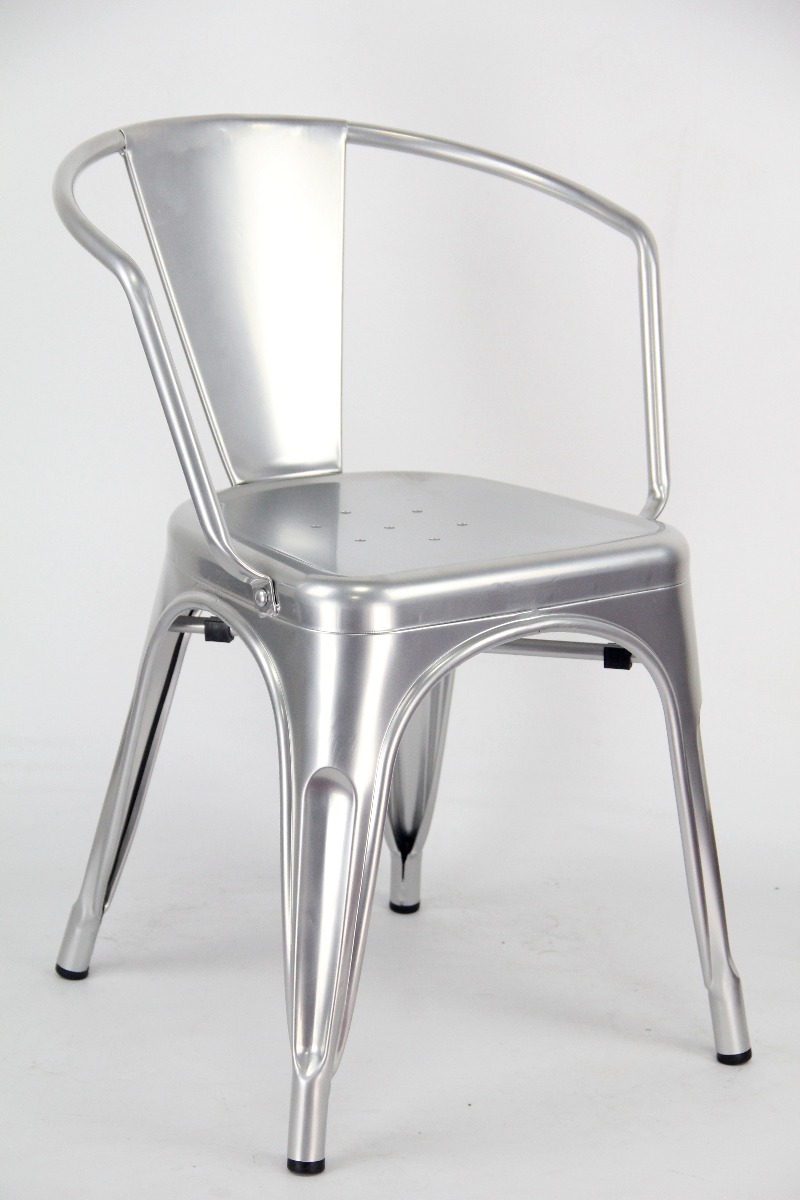 Sedia stile Industry, in lamiera colore argento