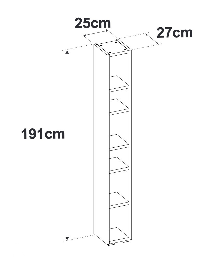 Libreria salvaspazio alta, 5 ripiani, finitura Rovere 