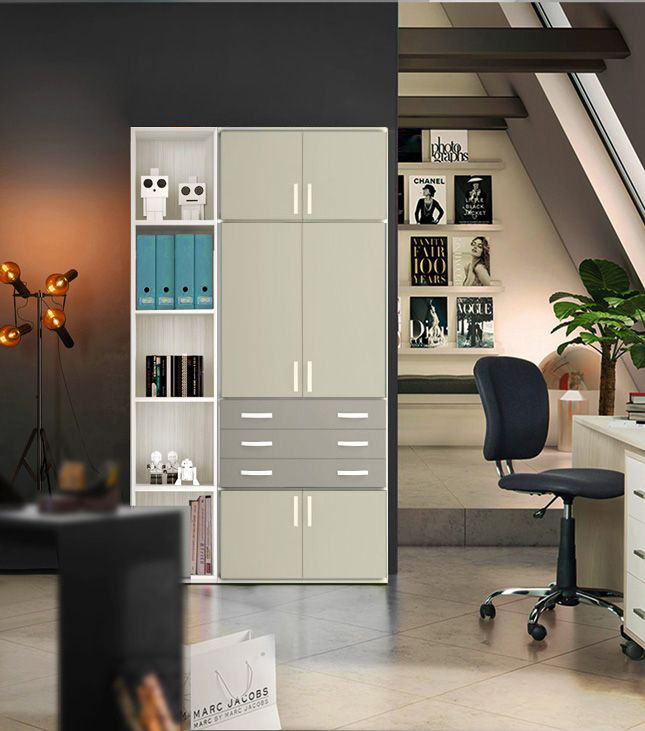 Libreria da ufficio Cloud con spessore 22 mm, finitura Fango e Tele