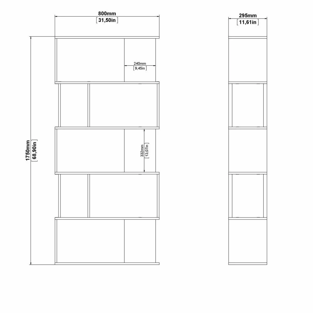 libreria moderna rovere e bianca