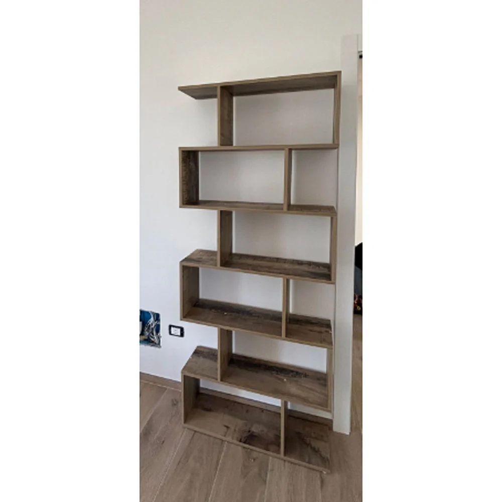 Libreria moderna verticale, colore pero, 6 ripiani, made in Italy