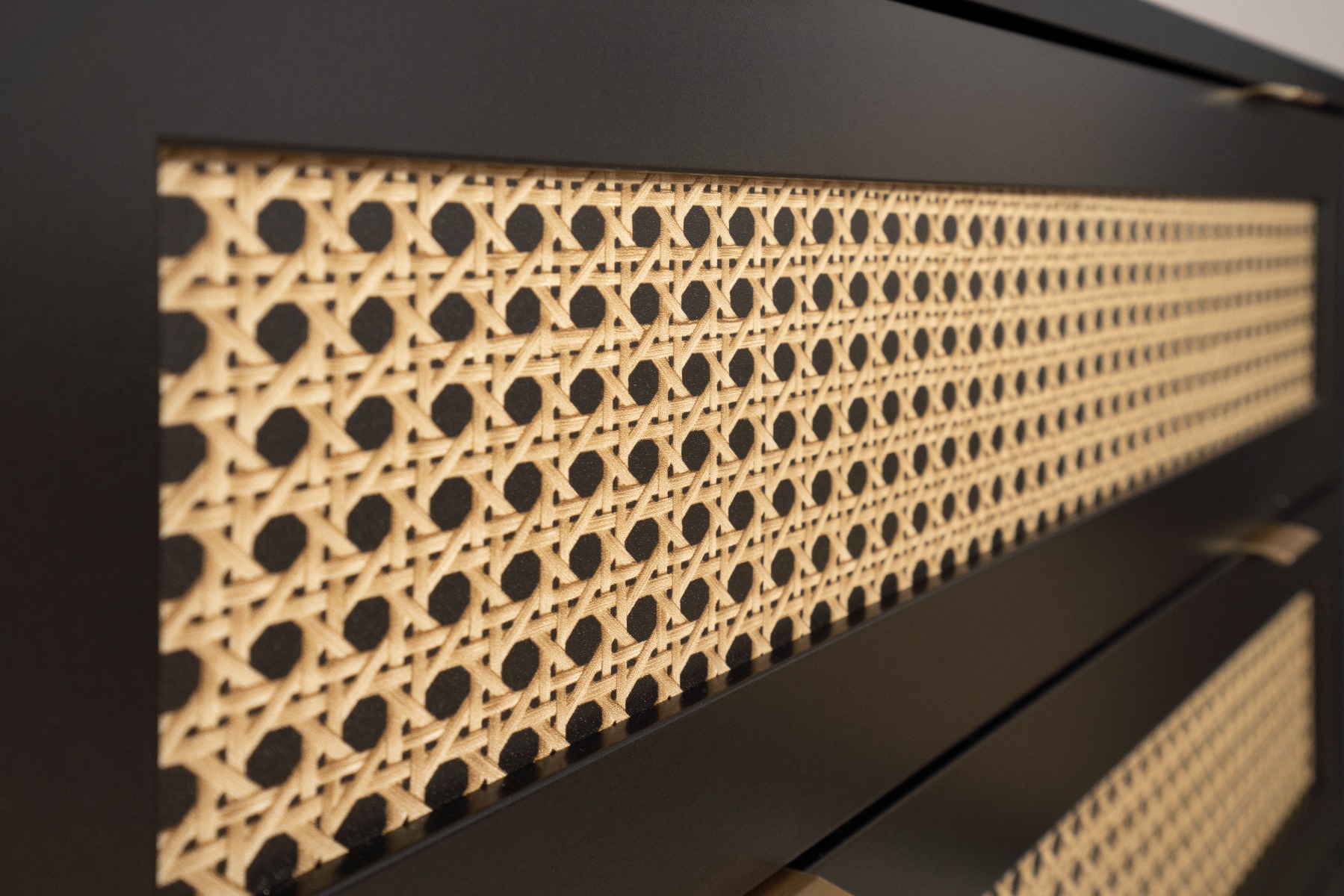 Libreria Arendal con un'anta e vani a giorno, finitura Nero con dettagli Oro