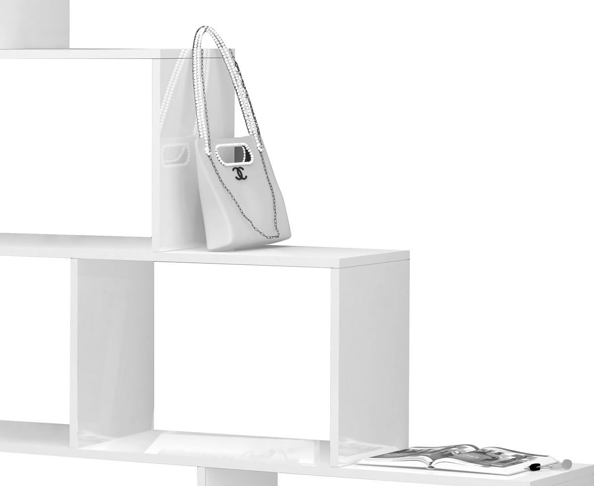 Moderna Libreria BOOK a scala, made in Italy, 4 ripiani