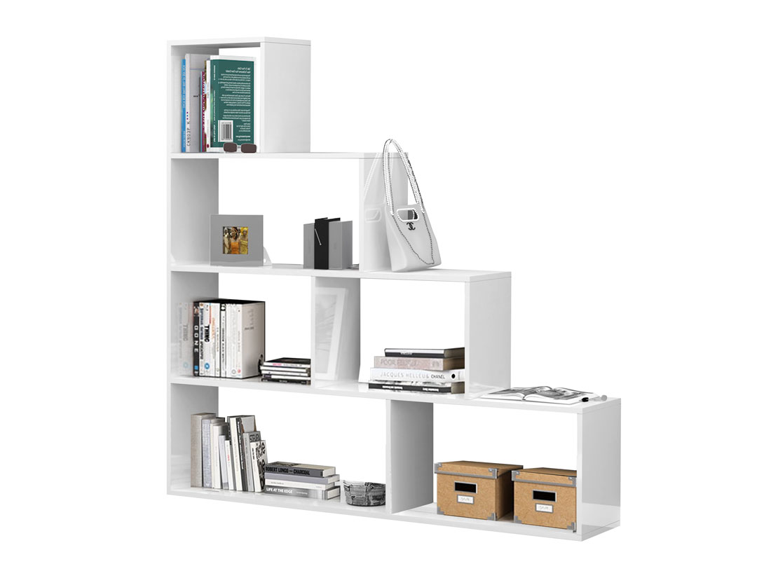 Libreria moderna BOOK a scala, made in Italy, 4 ripiani