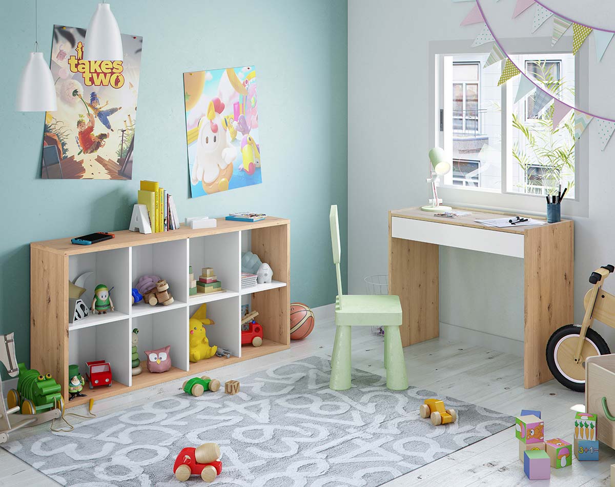 Libreria rovere nodi e bianco opaco, 6 ripiani