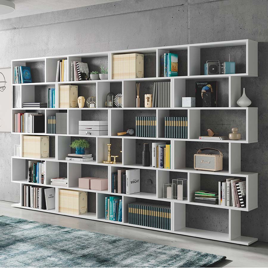 Libreria economica bianca a scala, verticale