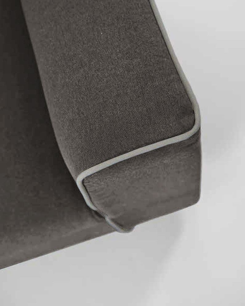 Divano letto Lionel a 2 posti, in tessuto sfoderabile Grigio e bordino Grigio chiaro