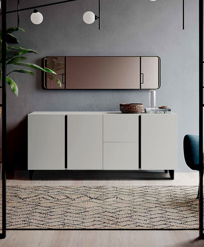 Madia 3 ante 2 cassetti in finitura Grigio Seta Nobilitato