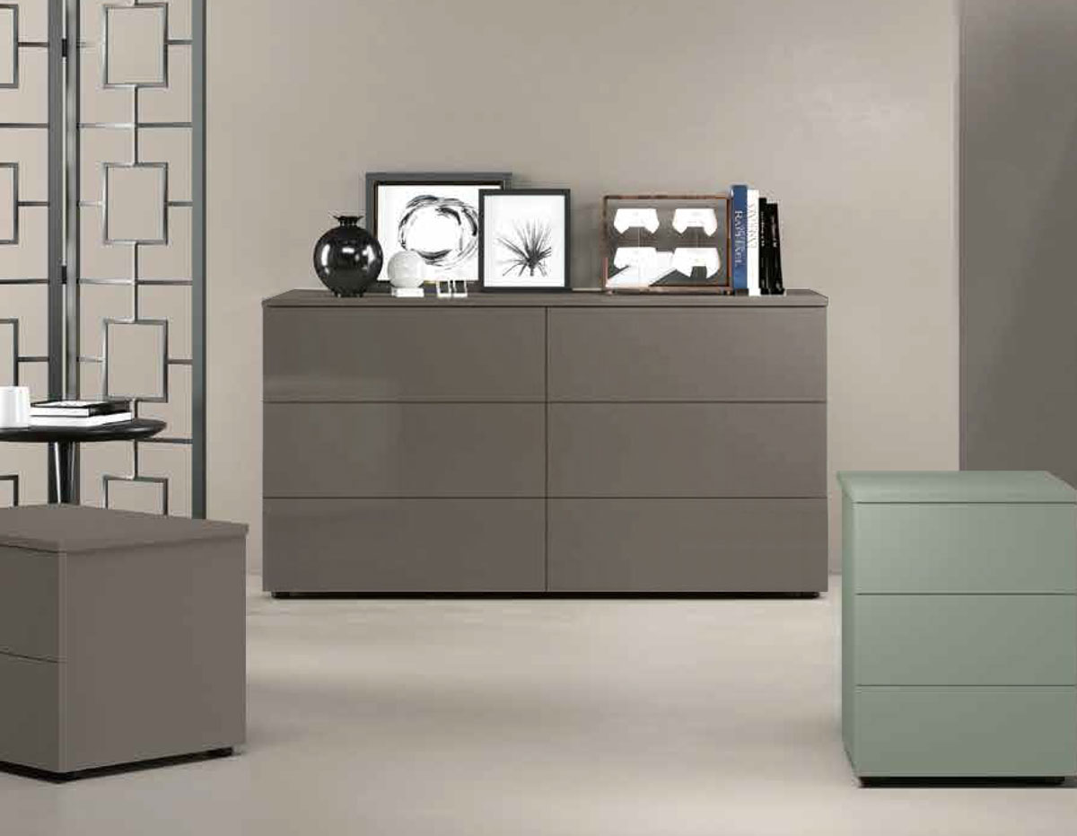 Comò moderno a 6 cassetti in finitura Grigio Cenere