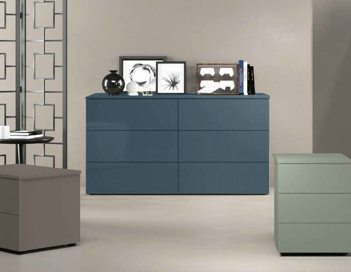 Comò moderno a 6 cassetti in finitura Petrolio