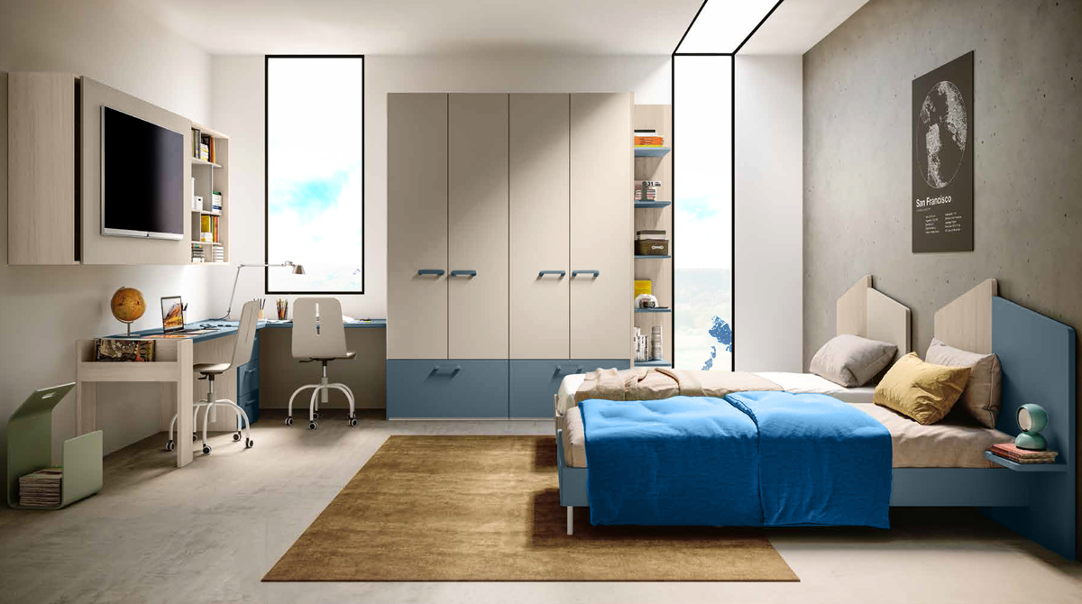 Cameretta 2 letti in Olmo, Petrolio e Orzo 