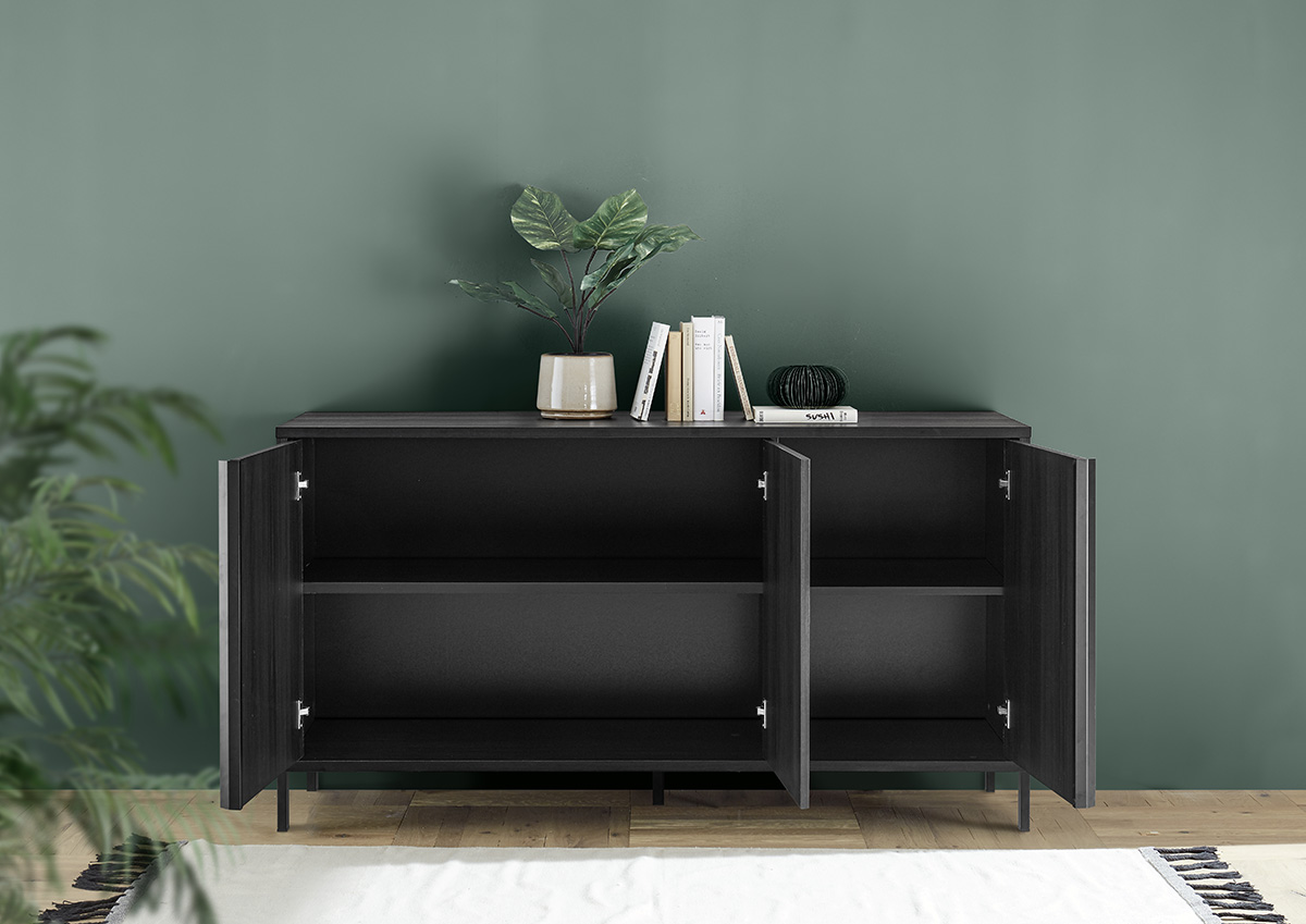 Madia 3 ante, stile moderno, finitura frassinato nero