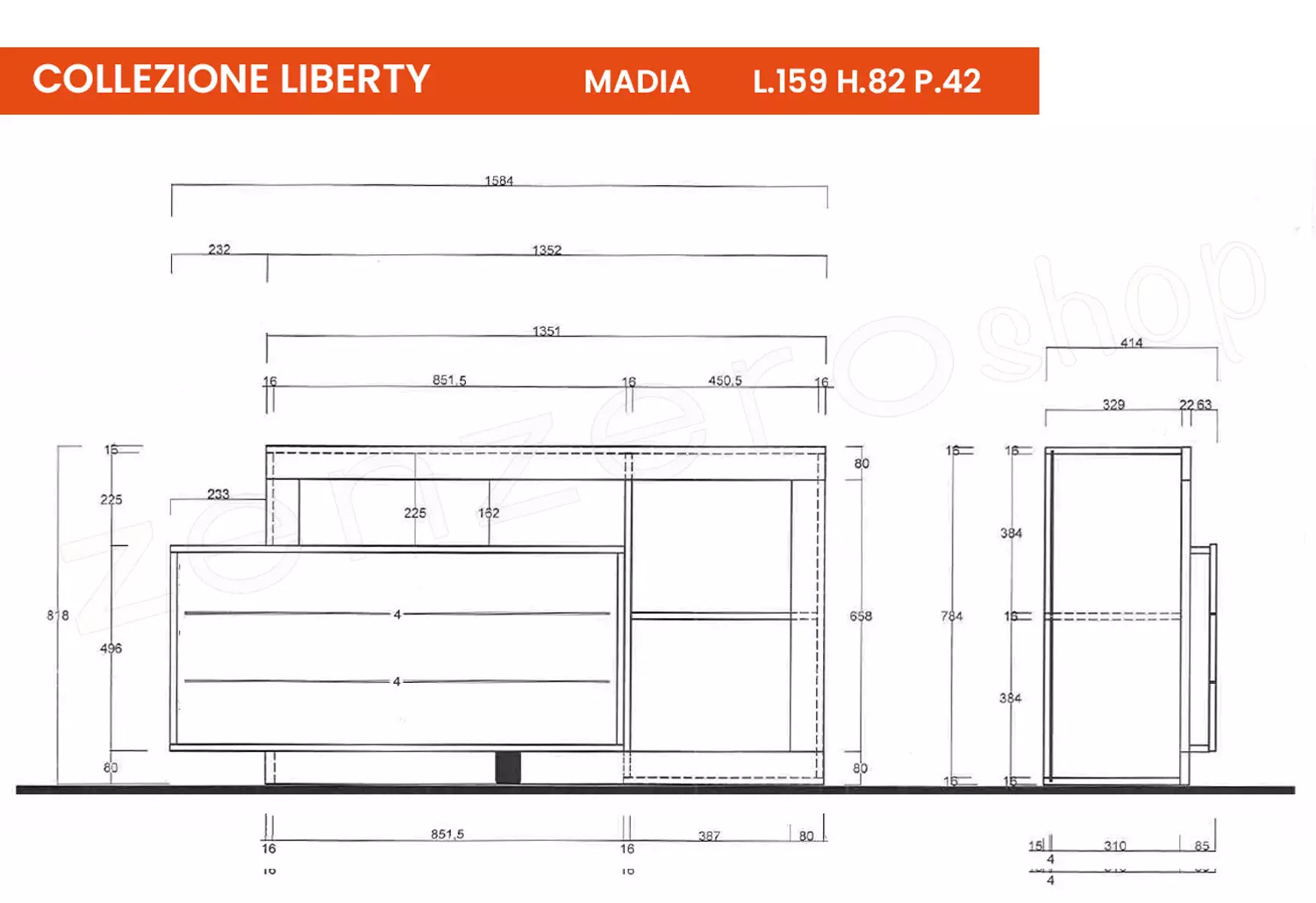 credenza ante e cassetti