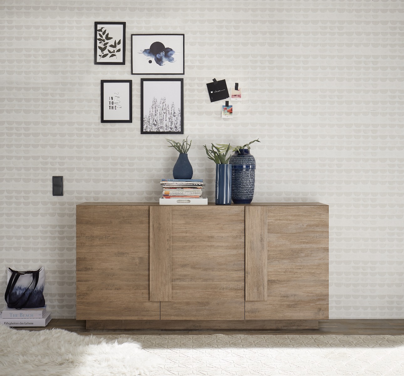 Credenza 3 cassetti e un'anta, finitura Mercure