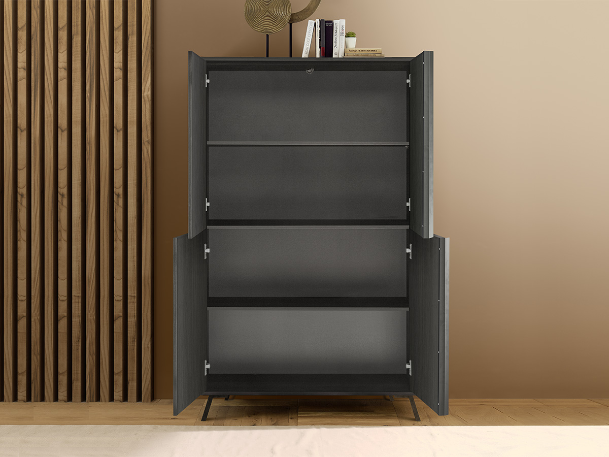 Madia alta per cucina 4 ante in finitura Nero Frassinato