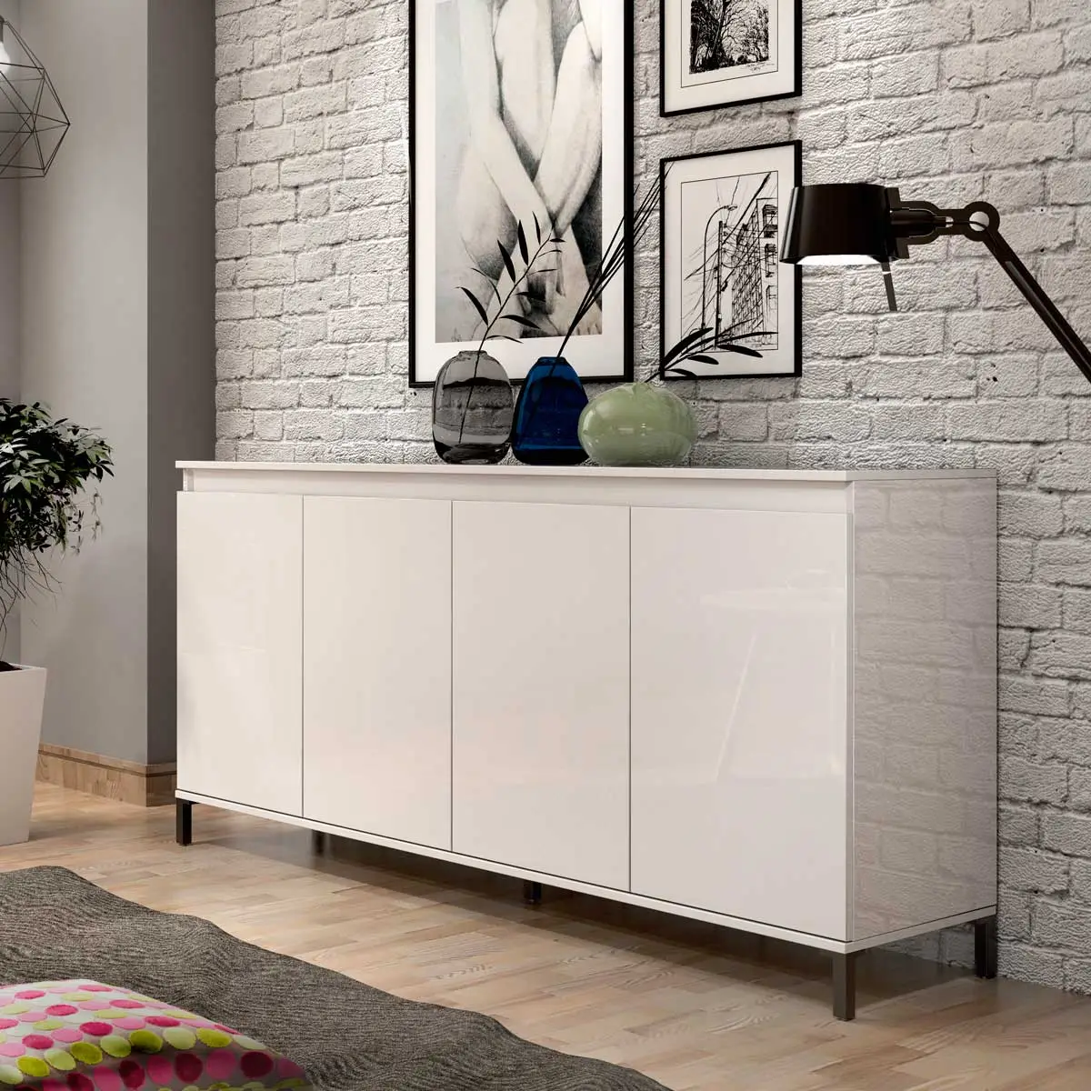 Conveniente Madia multiuso 4 ante colore Bianco Lucido