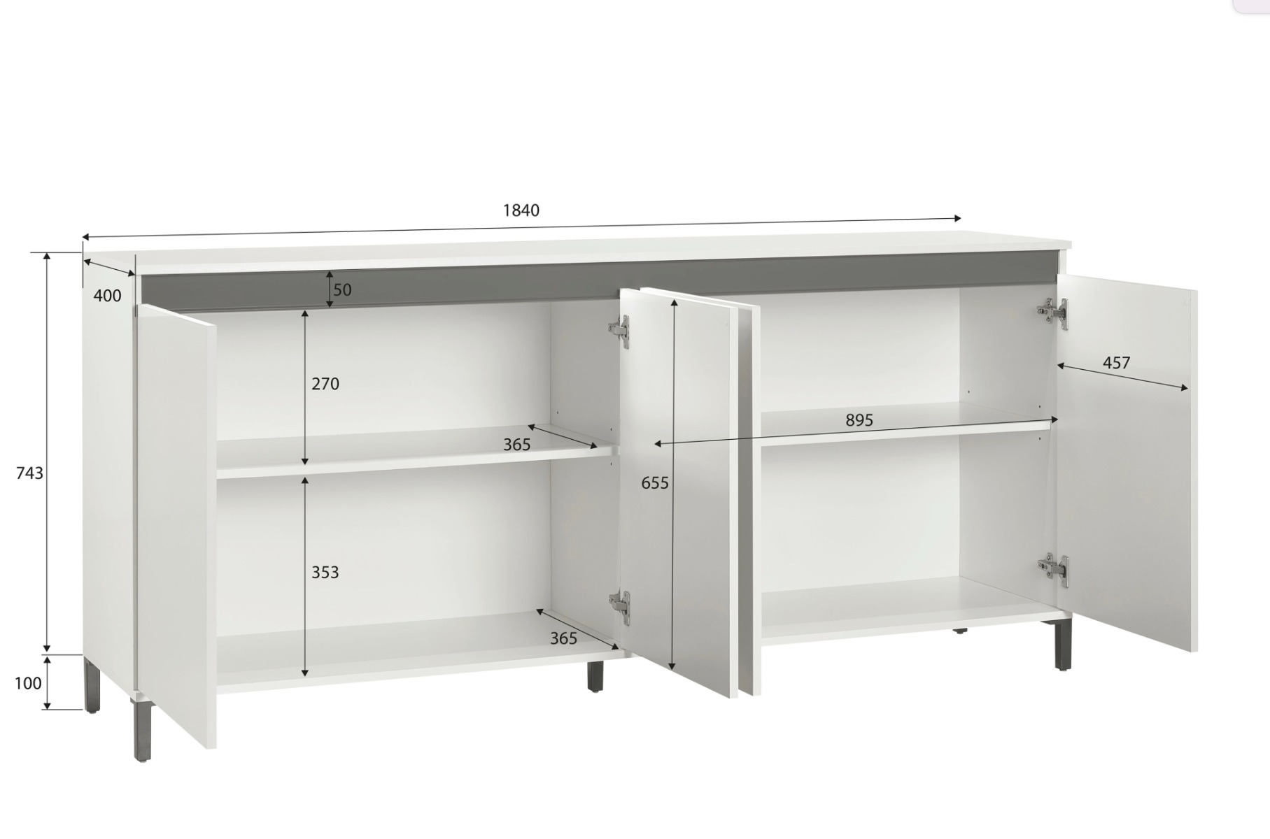 Conveniente Madia multiuso 4 ante colore Bianco Lucido