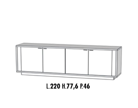 Credenza Moderna, Madia di Design, 4 ante, Bianco Nobilitato e Opera