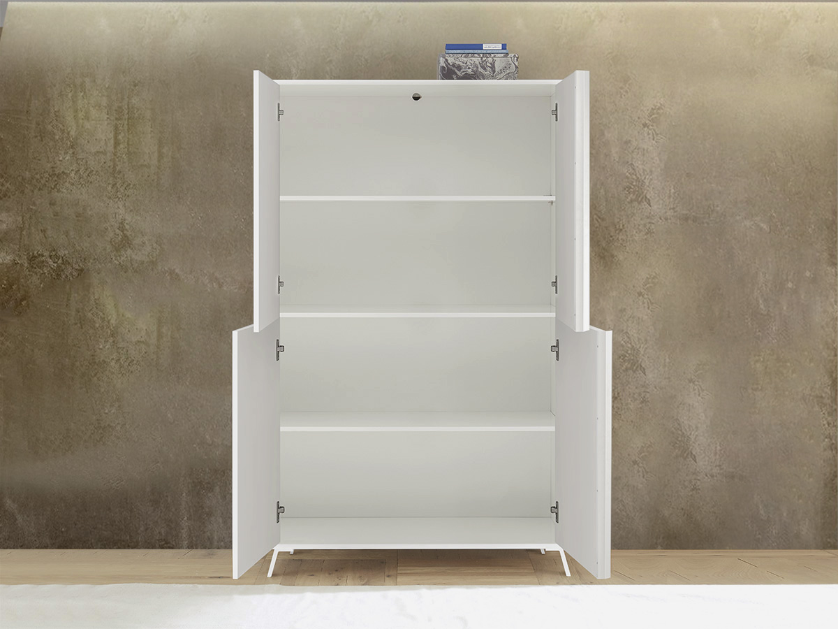 Madia alta per cucina 4 ante in finitura Bianco Lucido