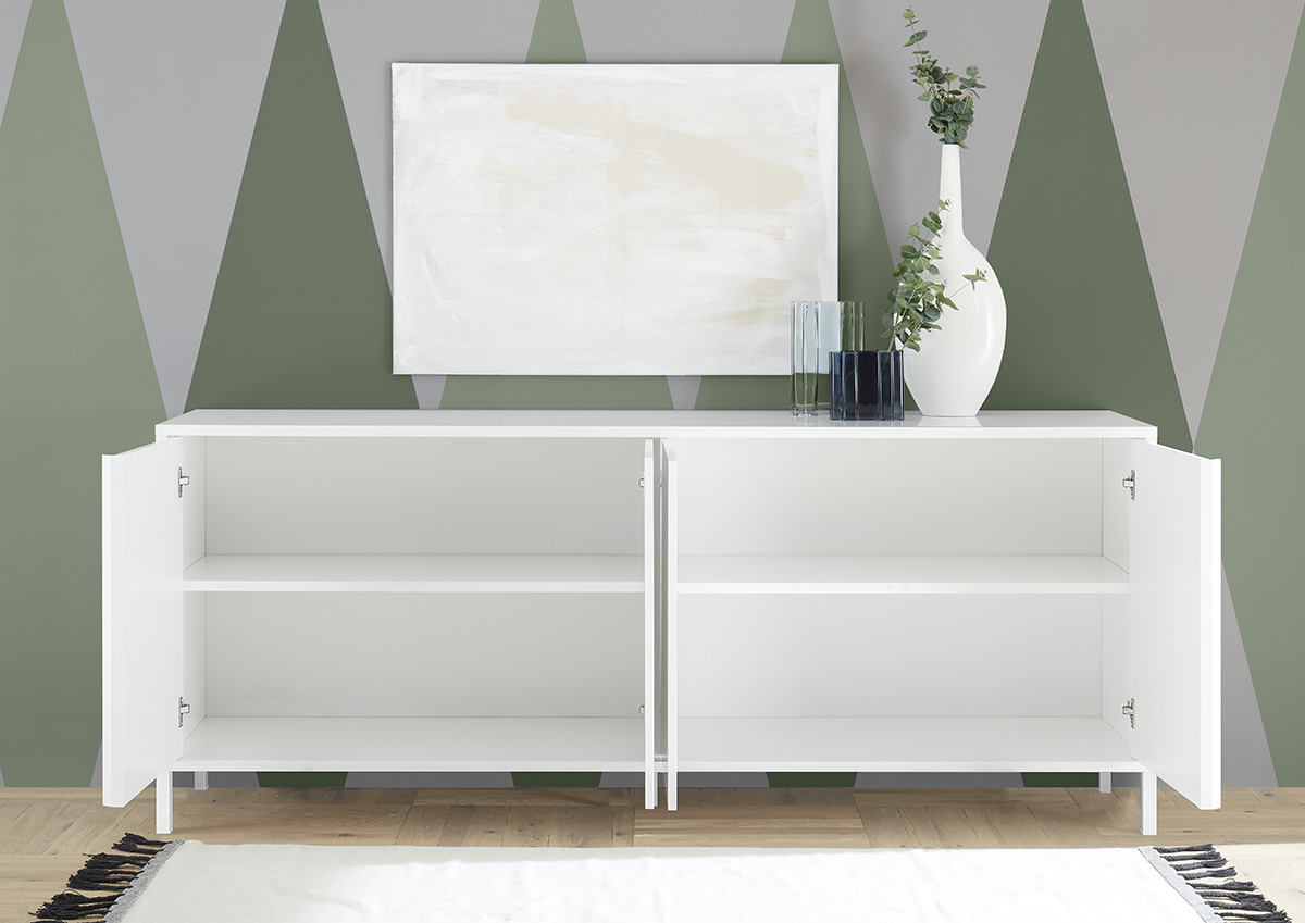 Sala da pranzo, bianca laccata lucida, composta da 2 madie