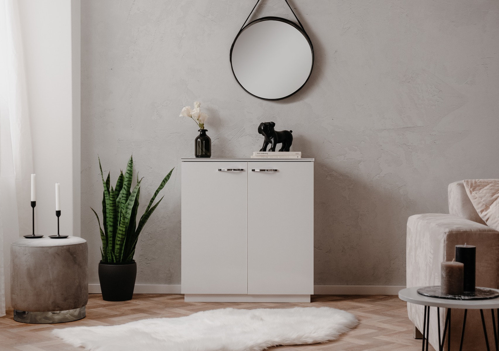 Madia multiuso bianca lucido a 2 ante