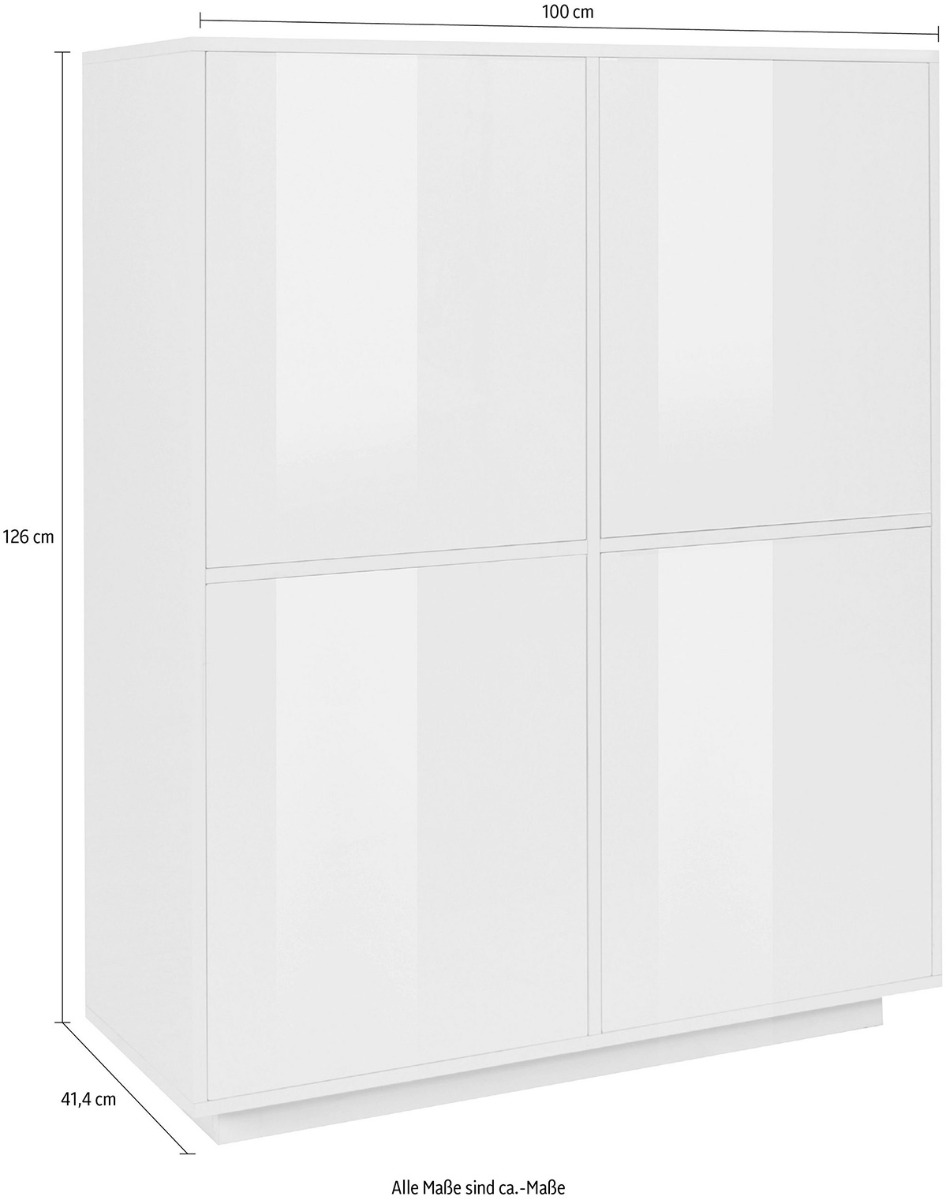 Madia moderna di design in finitura antracite laccato lucido con quattro ante