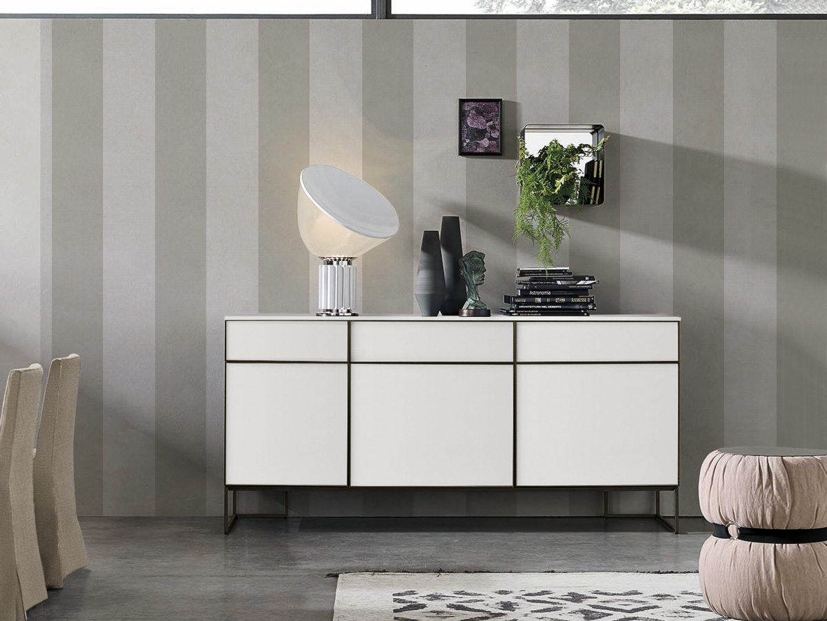 Madia 3 ante 3 cassetti, materico opaco bianco gesso