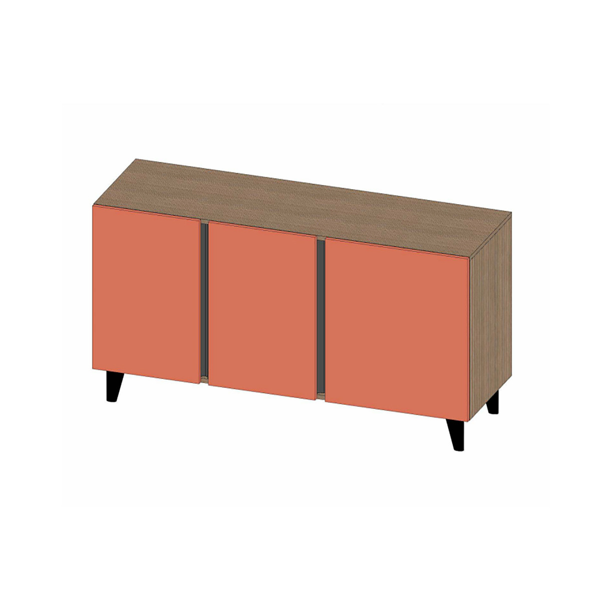 credenza rossa con piedi