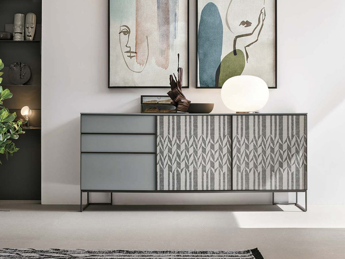 Madia moderna con grafica, finitura laccato Carta da zucchero