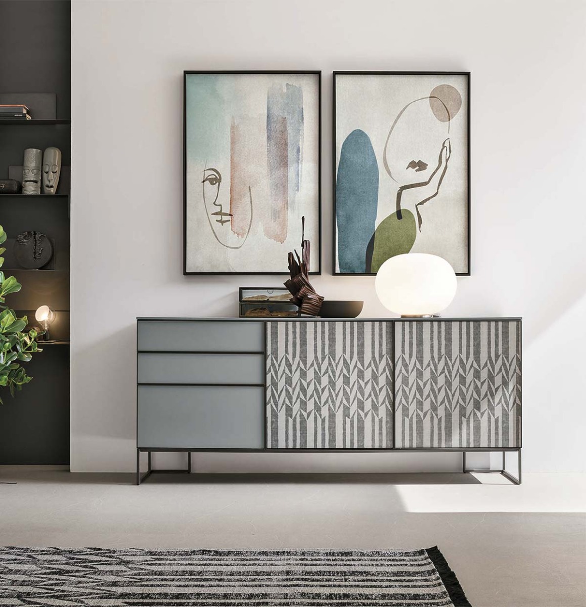 Madia moderna con grafica, finitura laccato Carta da zucchero