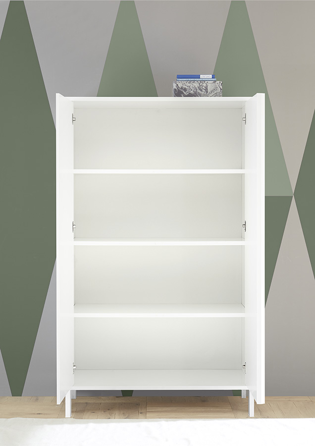 Sala da pranzo, bianca laccata lucida, composta da 2 madie