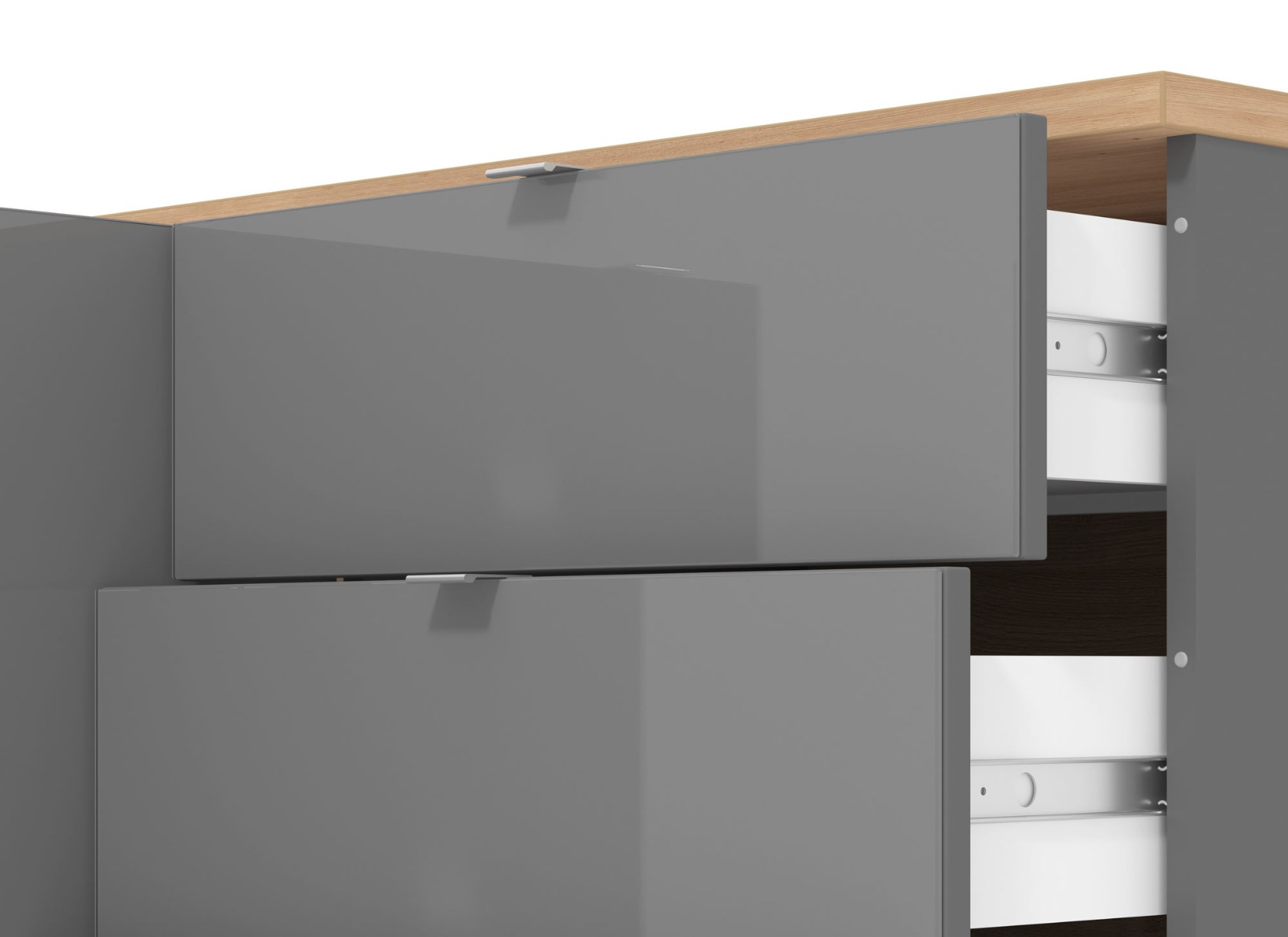 Madia per zona giorno moderna, finitura Grigio grafite e Rovere