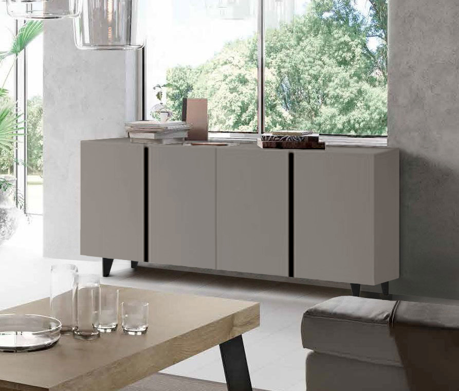 Madia 4 ante con maniglia a gola, finitura Grigio Cenere